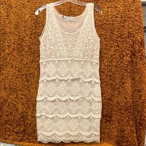 Jennifer Lopez Ivory Lace Mini Dress